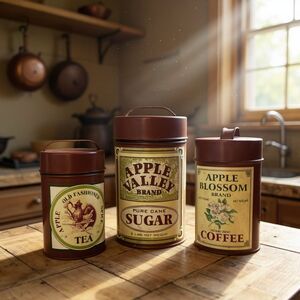 American Vintage / Retro Kitchen Canister Set of 3 Vintage Reproduction